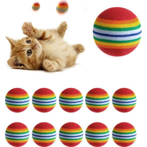 10Pcs Colorful Cat Toy Ball Interactive Cat Toys Play Chewing Rattle Scratch Natural Foam Ball Training Pet Supplies YX