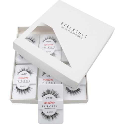 12 pairs Eyelashes WSP Lashes 100% Human Hair Handmade False Eyelashes Messy Nature Eye Lashes maquiagem cilios by Visofree