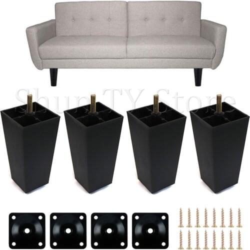 4 Pcs Multi-size Square Plastic Furniture Legs Replacement Sofa Legs With M8 Bolts For Couch Cabinet Bed TV Stands