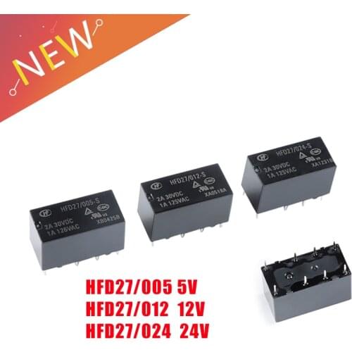 5Pcs Signal Relay JRC-27F HFD27-005 012 024-S Sensitive Type 0.2W 4078 8PIN