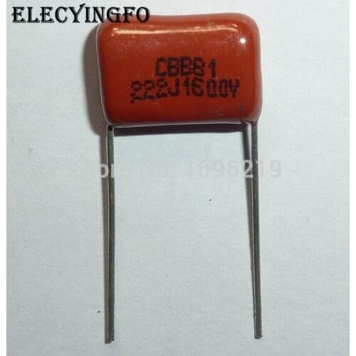 50pcs CBB capacitor 222 1600V 222J 1.6KV 2200pF 2.2nF P15 CBB81 Metallized Polypropylene Film Capacitor