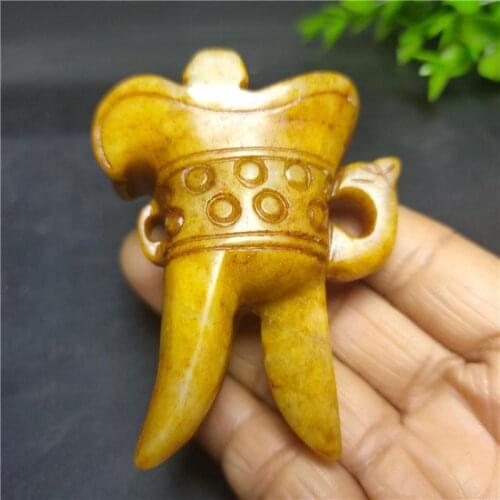 Antique Natural Jade Three-legged Jade Cup Wine Glass Statue Collection Jewelry Decoration Home Decoration desk