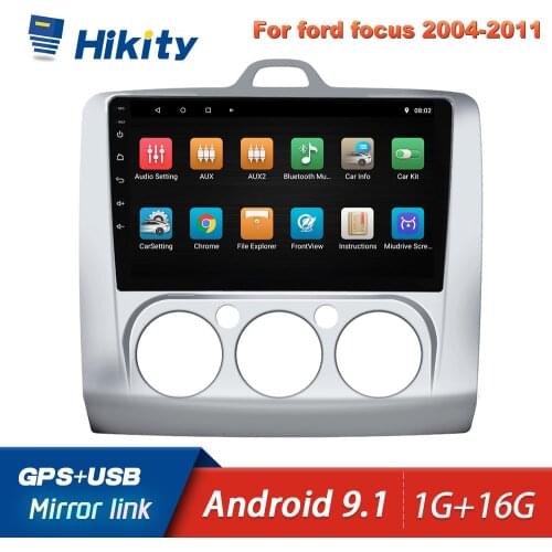Hikity Android 9.1Car Radios 2 Din GPS Multimedia MP5 Player 9 " Wifi Autoradio With Carplay OBD Function For Ford Focus Cars