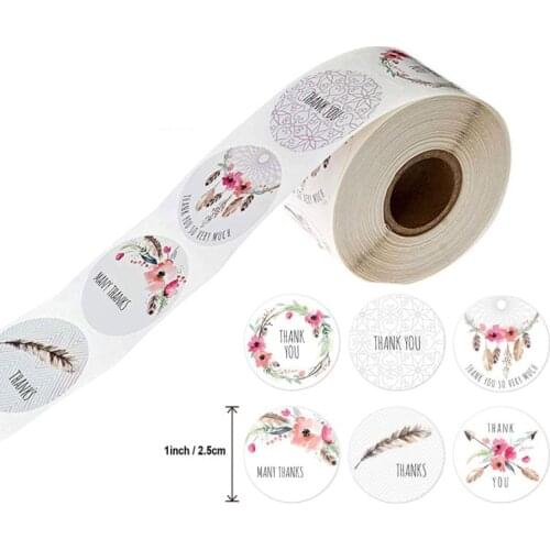 Free shipping 5000pcs/pack Flower Pattern flower thank you sticker Flower packaging stickers decoration Order Sticker