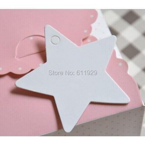 Free shipping wholesales blank white pentagram paper hang tags 5.7x5.6cm/DIY gift decorated card/printed tag 300 pcs a lot