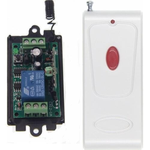 Black Universal DC 9V 12V 24V 10A Relay 1CH 1 CH Wireless Remote Control Switch Receiver And RF Roundness Transmitter
