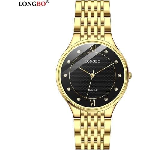 LONGBO Brand Fashion Luxury Women Rhinstone Leisure Style Ladies 30M Waterproof Quartz Charms Steel Band Analog Wristwatches