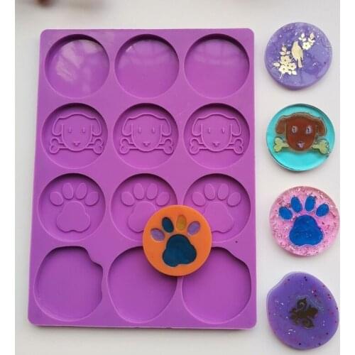 T8DE Phone Grip Epoxy Resin Mold Phone Socket Silicone Mould DIY Crafts 12 Cavity Irregular Round Mount Holder Stand Jewelry