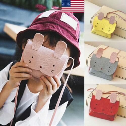 Children Kids Baby Girls Coin Purses Cute Rabbit mini small Wallet Coin Shoulder Messenger Bag