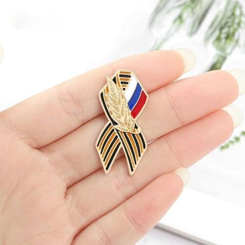 St. George Ribbon Badge with Russian Flag of Saint George Victory Day Enamel Pin Lapel Pins Brooches Jewelry Accessories Gifts