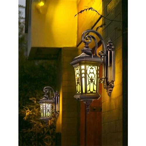 European Outdoor Black Wall Lamps Waterproof Courtyard Light Balcony Garden Villa Door Wall lights Bathroom Street Lights