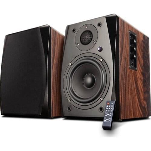 Hot selling 80W active powered speaker wooden Bookshelf Speakers blue tooth speaker wireless