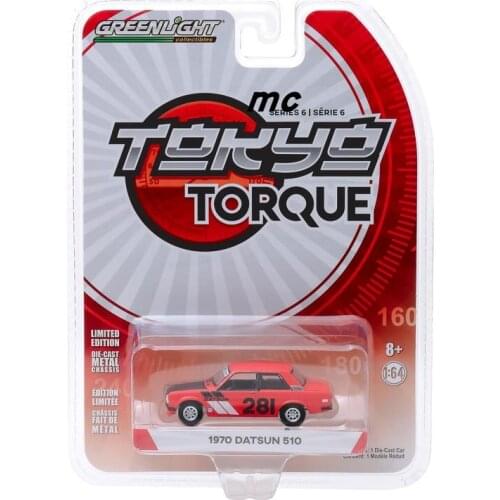 GreenLight 1:64 1970 Datsun 510 #281 Turn Right Racing Alloy model car Metal toys for childen kids diecast gift