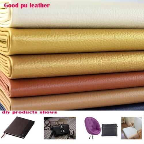 Good PU Leather Fabric Black 20 Colour Like Big Lychee Faux Pu Leather Fabric For Sewing Patchwork DIY Bag Material 69*50cm1pc