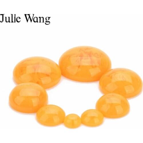 Julie Wang 10PCS 6-20mm Resin Round Smooth Cabochon Flat Back Cameo For Necklace Earrings Bracelet Jewelry Making Accessory