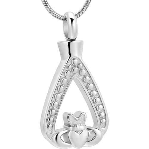 Waterdrop Shape Heart Urn Cremation Pendant Memorial Necklace Ashes Holder Urn Keepsake Jewelry