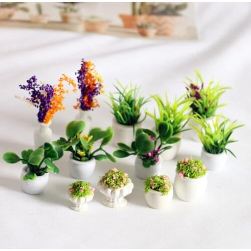 1pcs 1:12 Dollhouse Miniature Green Plant Pot Furniture Home Decor Accessories
