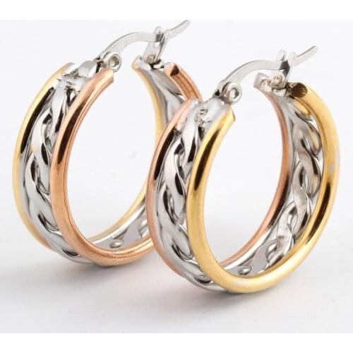Fashion Earring Jewelry Stainless Titanium Steel Broading Braid-like Steel with Colored earring supplies