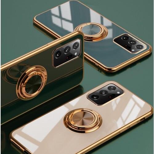 Ring Soft Case For Samsung Galaxy S20 Plus FE S20 Ultra Case Anti-drop Golden Edge Stand Cover For Samsung S20Plus S20FE Case