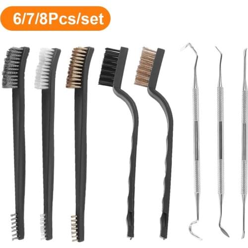 6/7/8Pcs Tactical Gun Cleaning Kit Brush Pick Set Rifle Pistol Cleaner Gun Cleaneing Tool Hunting Gun Shooting Accessory
