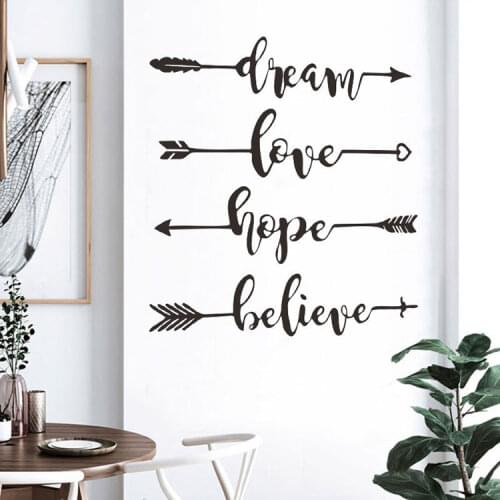 Dream Love Hope Believe Wall Sticker Inspirational Office Wallpaper Living Room Bedroom Decoration Home Decor Art Murals