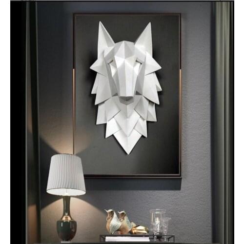 Wall hanging /3D resins animal wolf head decoration living room porch decoration animal sculpture crafts wall hang accessories
