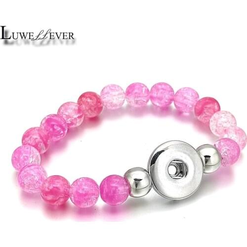 New Candy Colors Expandable Bead Stretch 044 Strand Bracelet 18mm Snap Button Resin Bangle Charm Jewelry Women Gift