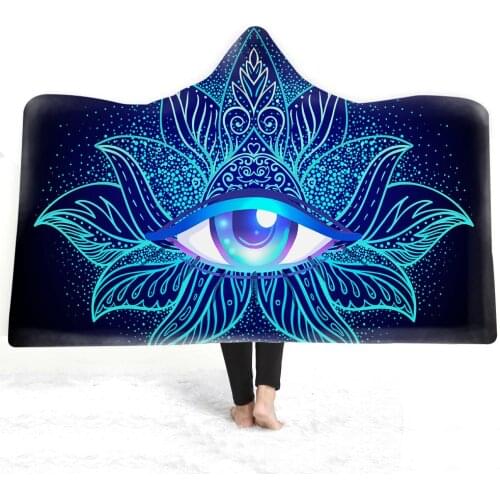 Mandala Eye 3d Printed Hooded Blanket Adult Colorful Child Sherpa Fleece Wearable Blanket Microfiber Bedding