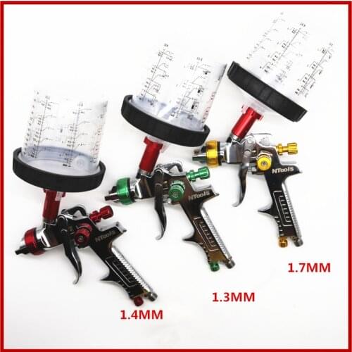Spray Gun With Adapter And Pps Tank HVLP Spray Gun Auto Feed Paint Spray Gun 1.3/1.4/1.7mm Nozzle Szie Car Paint Airbrush