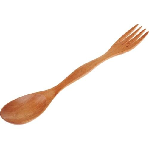 Outdoor Camping Healthy Wood Spork Fork Spoon Travel Cutlery 2 In 1 Utensils Flatware for Camping Hiking Picnic