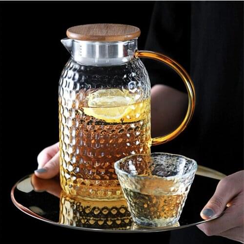 Simple Transparent Glass Tea Pot Heat Resistant Water Jug Creative Household Large Capacity Kettle with Handle Office Tea Cup