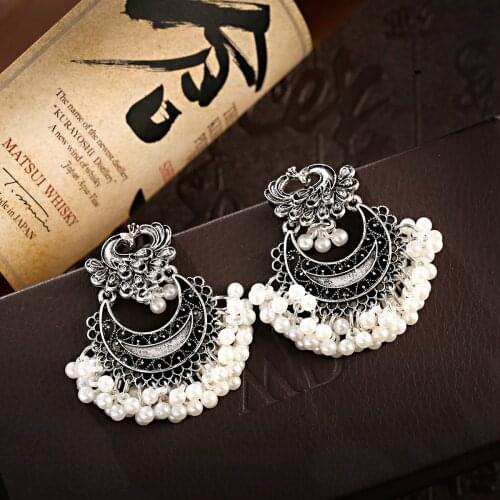Peacock Earrings For Women Kolczyki Pendientes Ear Rings Dangle Pearl Indian Jhumka Vintage Earring Statement Girl Jewelry Gifts