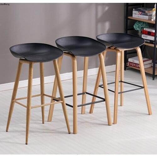 Nordic Bar Stool Creative Bar Chair Modern Minimalist Stylish High Footstool Solid Wood Front Chair