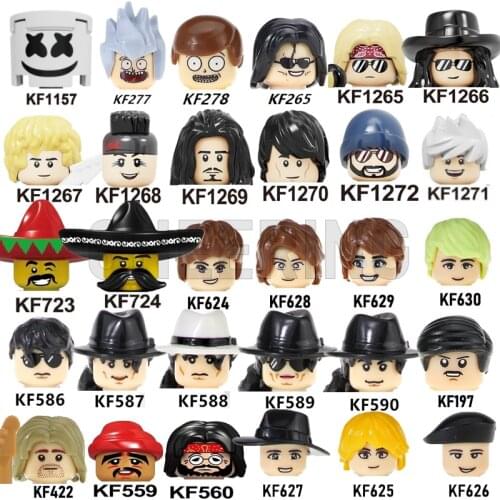 Famous People DJ Singer Michael Guns N-Rose Building Blocks Educational Figures Head Kids Toys KF6047 KF6105