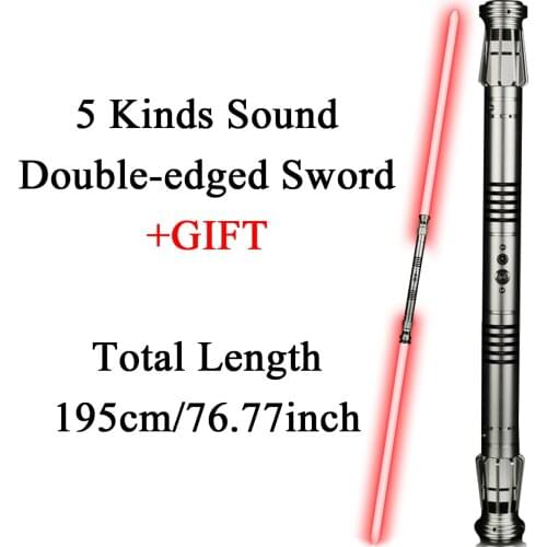 Double-edged Lightsaber Jedi Luke Silver Metal Handle Laser Sword Heavy Dueling 5 sets Soundfonts Red Light Saber Cosplay Toy