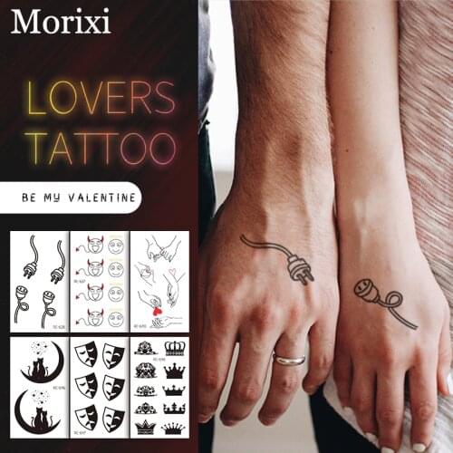 Lovers tattoo sticker for Valentines Day decoration heart black cat mask printing water transfer temporary tattoo sticker RA067