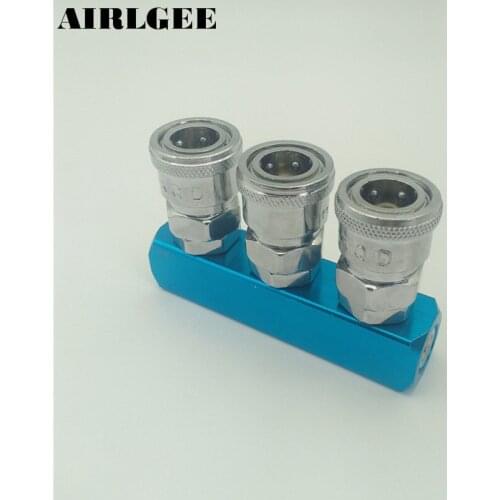 Compressor Pipe Fitting 3 Way Inline Air Hose Quick Connection Coupler