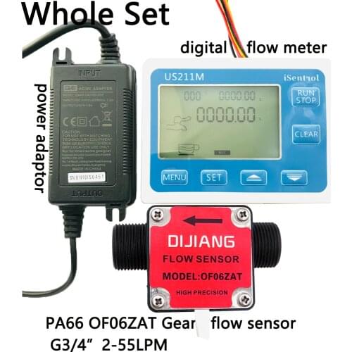 US211M Oil Flow Meter and Gear Flow Sensor OF06ZAT for Milk Diesel Oil Lubracant BSP3/4" 2-55L/min Honey Bee Dijiang iSentrol