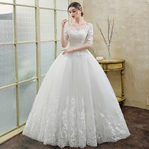 Beautiful Lace Half Sleeve New 2020 Wedding Dresses for Women Ivory свадебное платье Plus Size vestidos de noiva Robe De Mariage