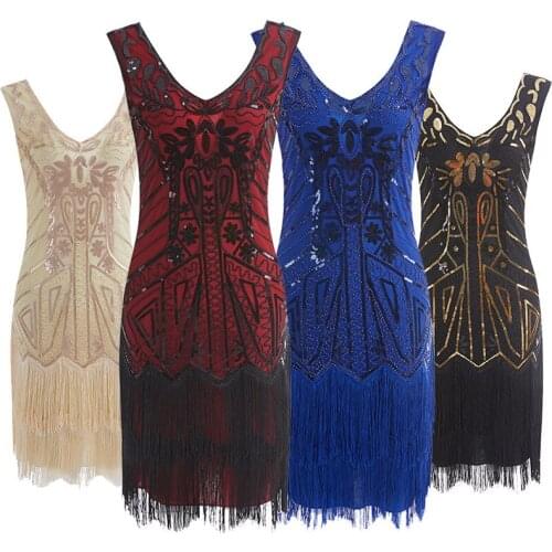 Fashion Vestidos Elegantes Vintage A-line Sleeveless Knee-length V-neck Stassel 5 Colours Plus Size Women Summer Dress 9968