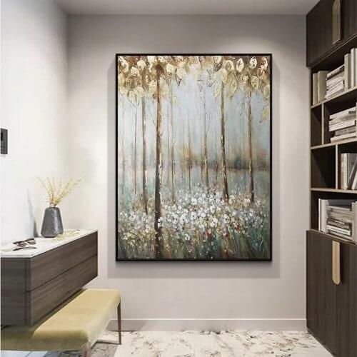 Golden Tree Hand-painted Oil Painting Hanging Painting Living Room Office Decoration Canvas Painting Handmade Wall Art Pictures