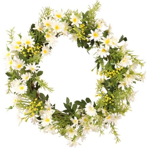 1PC Multicolor Wreath 13.78in Daisy Wreath Realistic Artificial Flower Wreath Hanging Wreath Wedding Party Festival Home Decor