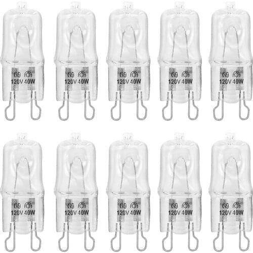 10 Pack Clear Lense Q40/G9/FR/120V G9 40W 120Volt T4 JD Type Halogen Light Bulb Photography Studio Bar Lounge Gallery