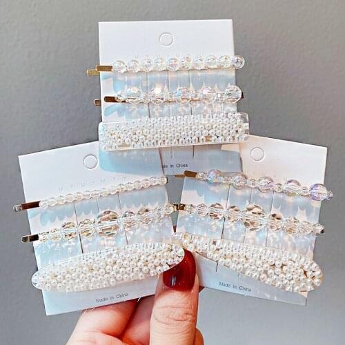 2/3pcs/set New Women Luxury Shining Rhinestone Pearls Hairpins Elegant Sweet Hair Clips Barrettes Fashion Hair Accessories