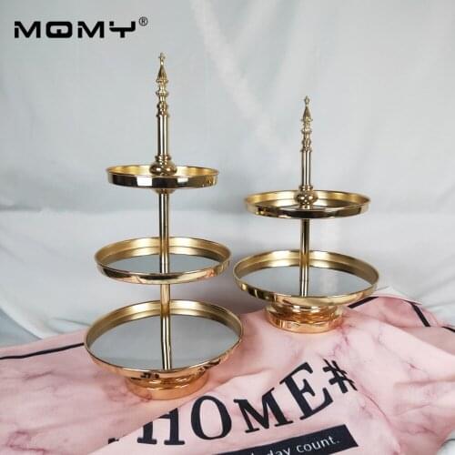 2/ 3 Tiers Gold Mirror Cupcake Stand Electroplating Metal Grand Design For Wedding Party Dessert Cake Table Decoration