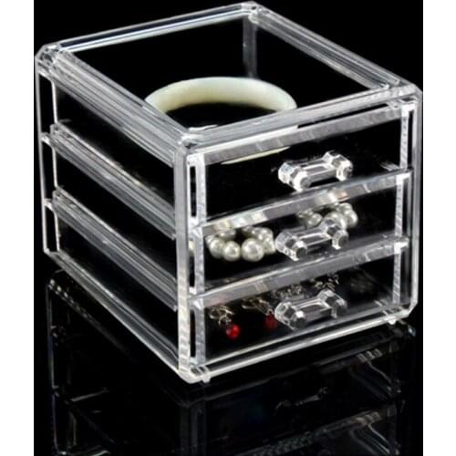 Acrylic Makeup Organizer Cosmetic Storage Box 3 Drawers Type jewelry Storage Case Dust Free Clear Cosmetic Organizer Jewelry Box