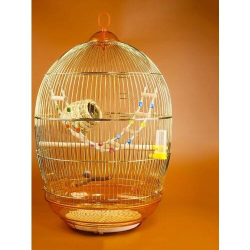 Large Metal Retro Bird Cage Decoration Parrot Lark Thrush Thong Ornamental Cage Golden Bird House Top Hook Easy To Hang Canary