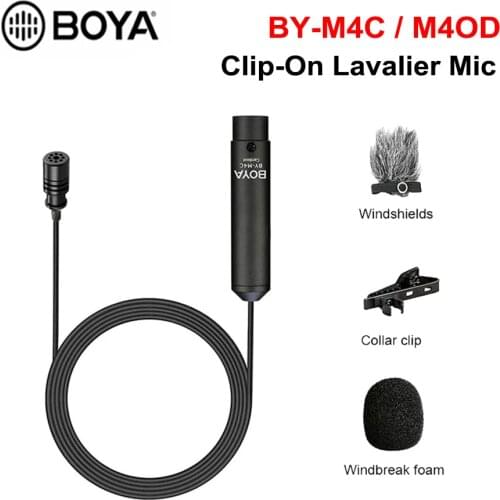 BOYA BY-M4C M4OD Clip-On Lavalier Microphone Cardioid XLR Lavalier Mic for Sony Canon Panasonic Camera Camcorders