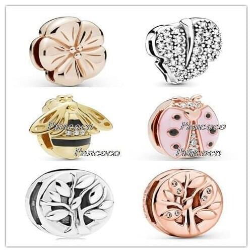 925 Sterling Silver Charm Reflexions Thee Of Life Clip Stopper Lock Beads Fit Pandora Bracelet & Bangle Diy Jewelry