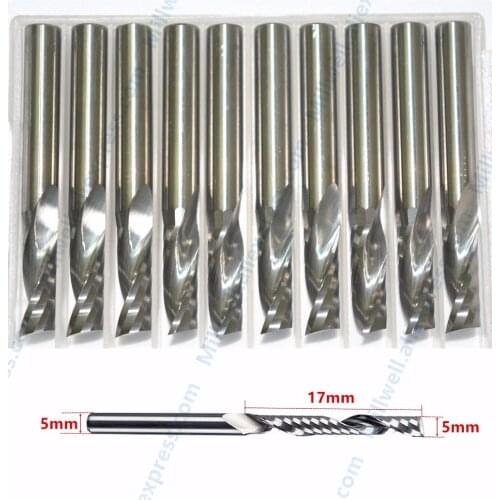 5mm*17mm-10pcs,solid carbide end milling cutter,woodworking router bit,CNC tungsten steel 1 flute spiral end mill,wood